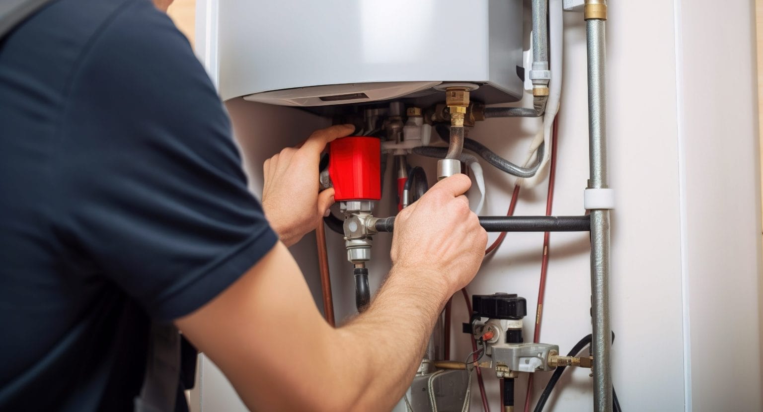 Technician Performing Heater Installation
